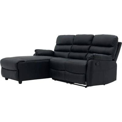Home Detail Carter Black Leather 3-Seater Sofa with Recliner & Chaise Home Detail Carter Black Leather 3-Seater Sofa with Recliner & Chaise