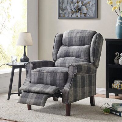 Home Detail Nairn - grey - tartan - manual recline - Armchair Home Detail Nairn - grey - tartan - manual recline - Armchair