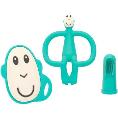 Zielony zestaw do ząbkowania dla niemowląt Matchstick Monkey - Ulga i Higiena Zielony zestaw do ząbkowania dla niemowląt Matchstick Monkey - Ulga i Higiena