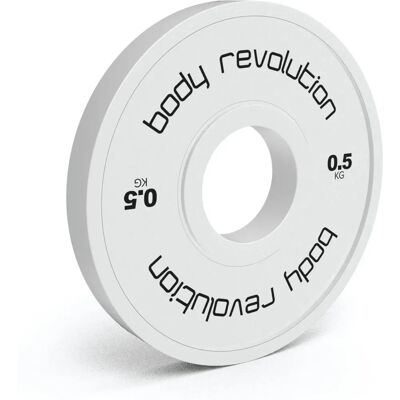 Body Revolution White Fractional Olympic Bumper Plates - 0.5kg Pair Body Revolution White Fractional Olympic Bumper Plates - 0.5kg Pair