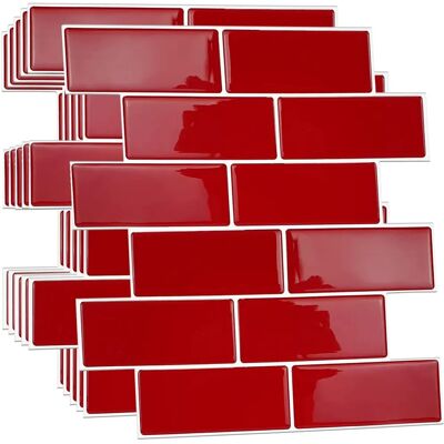 Walplus Cherry Red 3D Tile Sticker - Retro Wall Decor Walplus Cherry Red 3D Tile Sticker - Retro Wall Decor