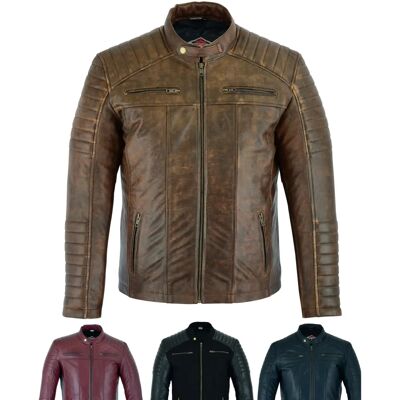 Texpeed - Casual Leather Biker - Marron - L - Veste en cuir - Publicité Texpeed - Casual Leather Biker - Marron - L - Veste en cuir - Publicité