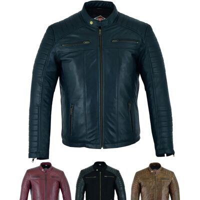Texpeed Marine XXL Veste en Cuir Biker Décontractée - Veste - Publicité Texpeed Marine XXL Veste en Cuir Biker Décontractée - Veste - Publicité