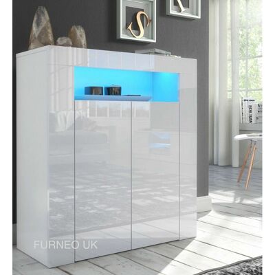 Furneo - Clifton01 - White - LED Lights - Sideboard Cabinet Furneo - Clifton01 - White - LED Lights - Sideboard Cabinet