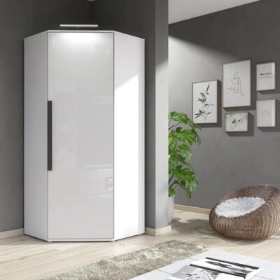 Furneo - Clifton 14 - White Gloss - LED Lights - Wardrobe Furneo - Clifton 14 - White Gloss - LED Lights - Wardrobe