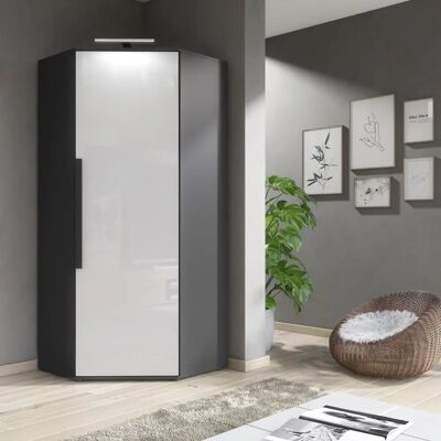 Furneo - Clifton 14G - White Gloss - Graphite - Wardrobe Furneo - Clifton 14G - White Gloss - Graphite - Wardrobe