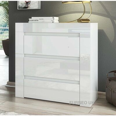 Furneo - Clifton15 - Modern White - 3-Drawer - Chest Furneo - Clifton15 - Modern White - 3-Drawer - Chest