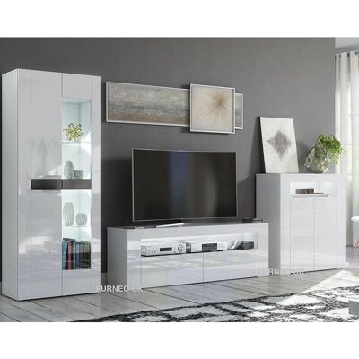 Furneo - MilClif08 LED Lights - White - Gloss - TV Stand Furneo - MilClif08 LED Lights - White - Gloss - TV Stand
