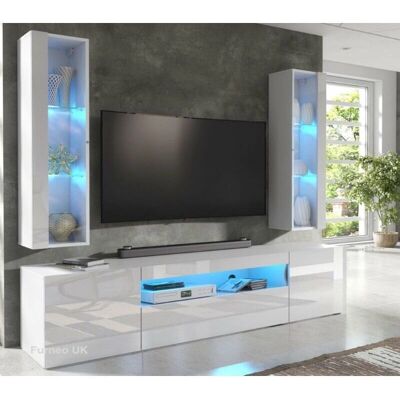 Furneo - A - Gloss White - Blue LED - TV Stand Furneo - A - Gloss White - Blue LED - TV Stand