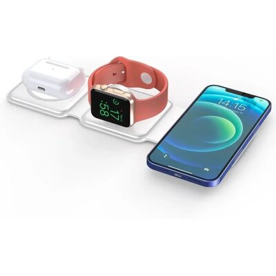 Qdos PowerMag Chargeur sans fil 3 en 1 - Blanc - Publicité Qdos PowerMag Chargeur sans fil 3 en 1 - Blanc - Publicité