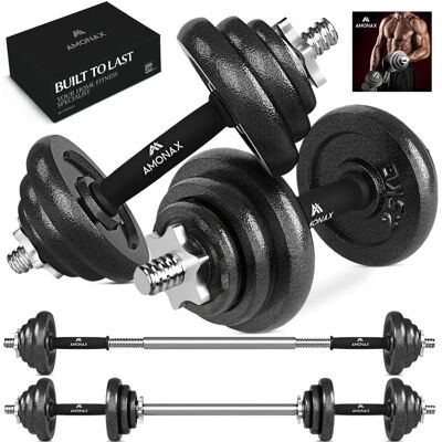 Amonax - 20 kg set - Black - 2 bars - Dumbbell set Amonax - 20 kg set - Black - 2 bars - Dumbbell set