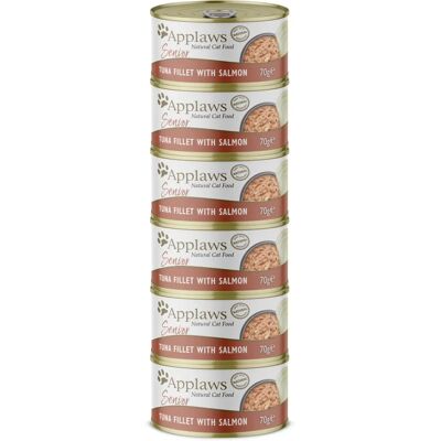 Nourriture pour chats âgés Applaws Thon et Saumon en Gelée - 6x70g - Publicité Nourriture pour chats âgés Applaws Thon et Saumon en Gelée - 6x70g - Publicité