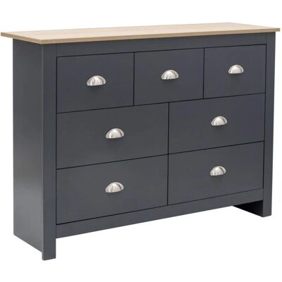 GFW Lancaster Slate Blue 7 Drawer Chest of Drawers - Chest of Drawers GFW Lancaster Slate Blue 7 Drawer Chest of Drawers - Chest of Drawers