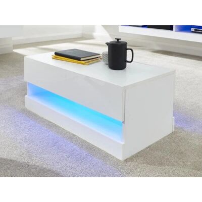 GFW Galicia White Coffee Table - Modern, LED Lights, Storage GFW Galicia White Coffee Table - Modern, LED Lights, Storage