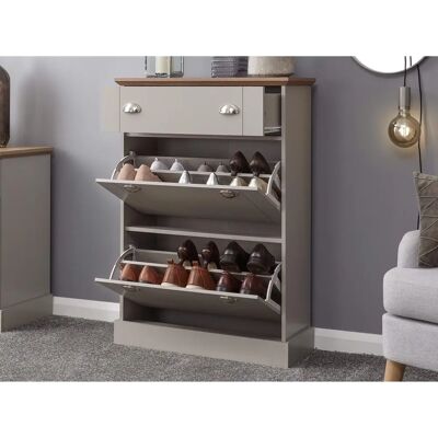 GFW Kendal Deluxe Grey and Oak Shoe Cabinet - Shoe Storage Furniture GFW Kendal Deluxe Grey and Oak Shoe Cabinet - Shoe Storage Furniture