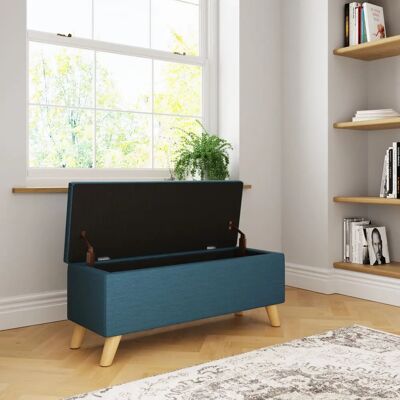 GFW Secreto Teal Fabric Ottoman - Storage Bench GFW Secreto Teal Fabric Ottoman - Storage Bench