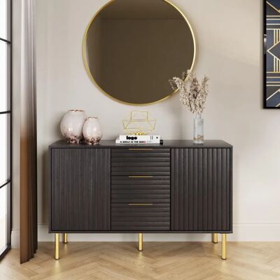 GFW - Nervata - Black and Gold - 2 Door 3 Drawer - Sideboard GFW - Nervata - Black and Gold - 2 Door 3 Drawer - Sideboard
