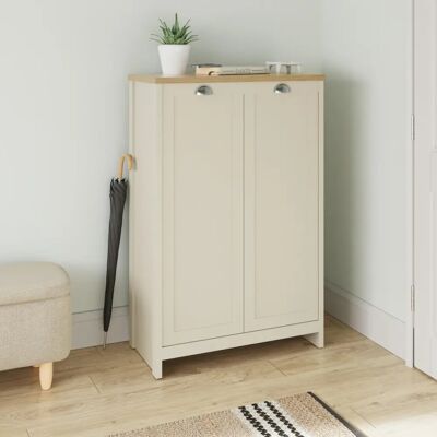 GFW - Lancaster - Cream - Oak Top - Shoe cabinet GFW - Lancaster - Cream - Oak Top - Shoe cabinet