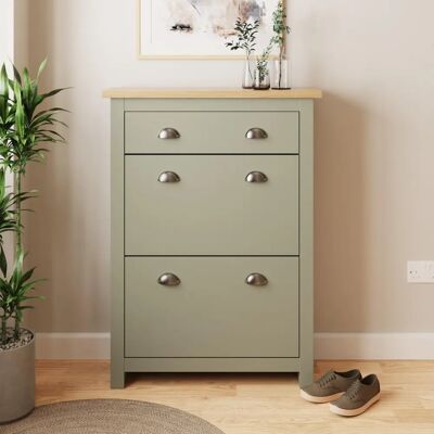 GFW - Lancaster - Green and Oak - Shoe Cabinet GFW - Lancaster - Green and Oak - Shoe Cabinet