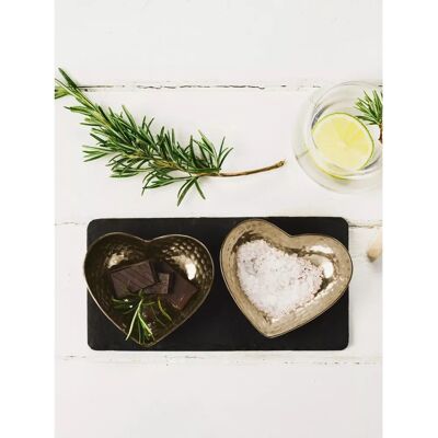 Just Slate Company Slate Serving Board & Heart-Shaped Hammered Metal Bowls Set - Serving Board & Bowls Set Just Slate Company Slate Serving Board & Heart-Shaped Hammered Metal Bowls Set - Serving Board & Bowls Set