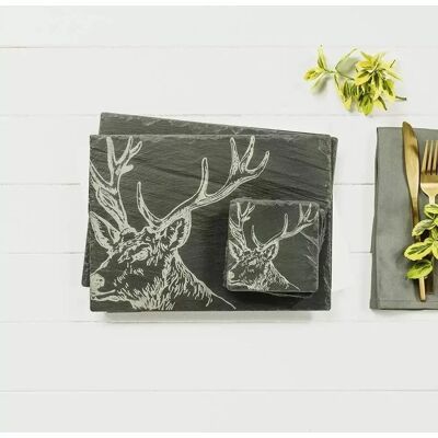 The Just Slate Company Stag Coasters & Placemats Set The Just Slate Company Stag Coasters & Placemats Set