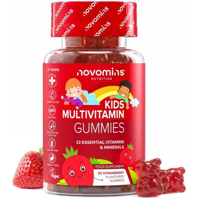 Novomins Kids Multivitamin Gummies - Red - 1 Month Supply - Chewable - Kids Vitamins Novomins Kids Multivitamin Gummies - Red - 1 Month Supply - Chewable - Kids Vitamins