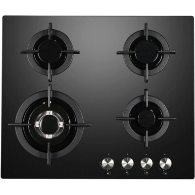 Cookology - 60cm Black - 4-Burner - Wok Burner - Gas Hob Cookology - 60cm Black - 4-Burner - Wok Burner - Gas Hob