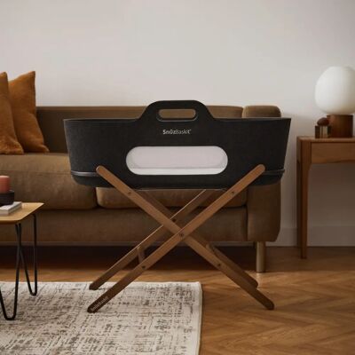SnuzBaskit Moses Basket & Stand - Graphite/Walnut SnuzBaskit Moses Basket & Stand - Graphite/Walnut