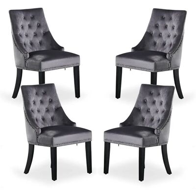 Life Interiors Windsor Velvet Dining Chairs - 4pcs Dark Grey Life Interiors Windsor Velvet Dining Chairs - 4pcs Dark Grey