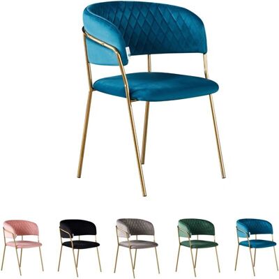 Silla moderna de comedor de terciopelo azul LIFE INTERIORS Silla moderna de comedor de terciopelo azul LIFE INTERIORS