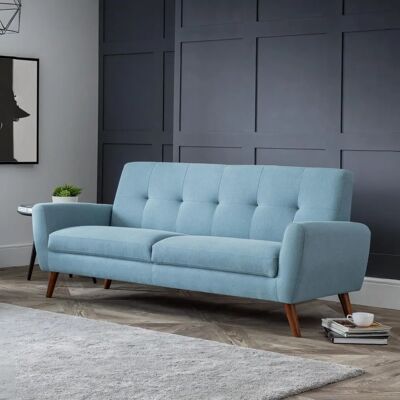 Only Oak Furniture Monza 3-Sitzer Kompakt Retro Sofa - Blau Only Oak Furniture Monza 3-Sitzer Kompakt Retro Sofa - Blau