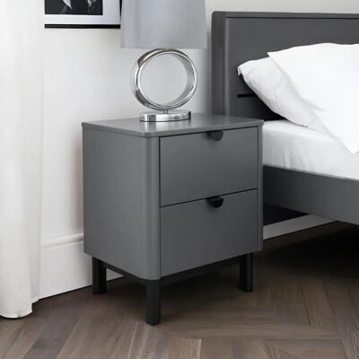 Julian Bowen Chloe Storm Grey 2 Drawer Bedside - Moderner Retro Stil Julian Bowen Chloe Storm Grey 2 Drawer Bedside - Moderner Retro Stil