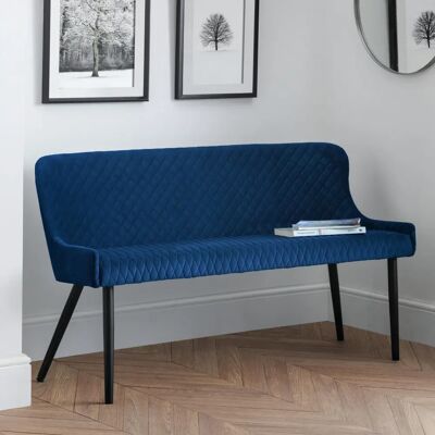 Julian Bowen Luxe 143cm Blue Velvet Dining Bench - Dining Bench Julian Bowen Luxe 143cm Blue Velvet Dining Bench - Dining Bench