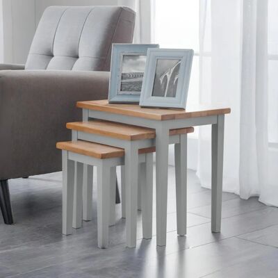 Julian Bowen Cleo Nest of Tables Grey & Oak - Nest of Tables Julian Bowen Cleo Nest of Tables Grey & Oak - Nest of Tables