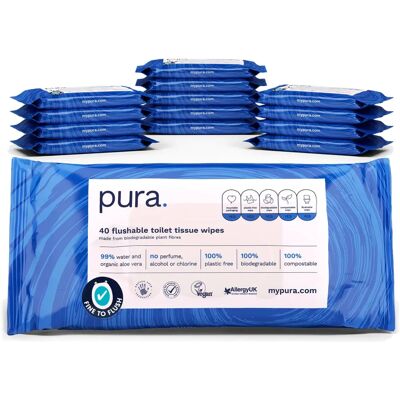 Pura Premium Flushable Moist Toilet Tissue Wipes - Toilet tissue wipes Pura Premium Flushable Moist Toilet Tissue Wipes - Toilet tissue wipes