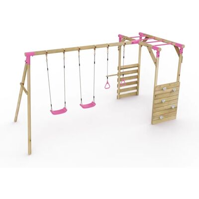 Rebo - Comet - Pink - Wood - Swing Set Rebo - Comet - Pink - Wood - Swing Set
