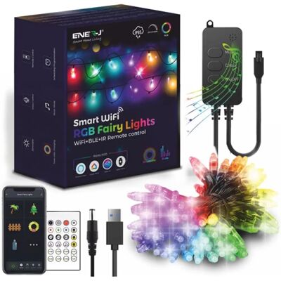 ENER-J White RGB Fairy Lights - 5M, 50 LEDs, WiFi+BLE+IR Remote, USB Port ENER-J White RGB Fairy Lights - 5M, 50 LEDs, WiFi+BLE+IR Remote, USB Port