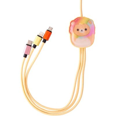SQUISHMALLOWS Leo 3-in-1 Latauskaapeli - Kaapeli 1,2m USB-C Micro Lightning SQUISHMALLOWS Leo 3-in-1 Latauskaapeli - Kaapeli 1,2m USB-C Micro Lightning