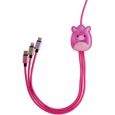 SQUISHMALLOWS Laddningskabel 3-i-1 Lola USB-C/Micro/Lightning SQUISHMALLOWS Laddningskabel 3-i-1 Lola USB-C/Micro/Lightning