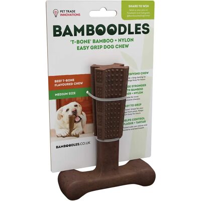 Pet Trade Innovations Bamboodles T-Bone Chew - Beef Flavour Medium 6" - Dog Chew Toy Pet Trade Innovations Bamboodles T-Bone Chew - Beef Flavour Medium 6" - Dog Chew Toy