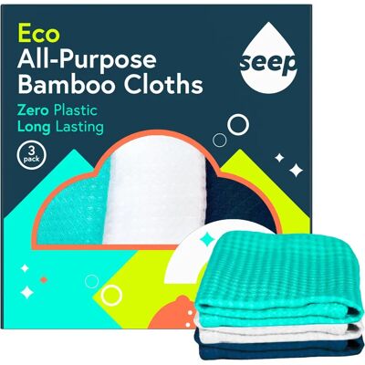 Seep Eco Bamboo Cloths - 3 Pack - All-Purpose, Eco-Friendly Seep Eco Bamboo Cloths - 3 Pack - All-Purpose, Eco-Friendly