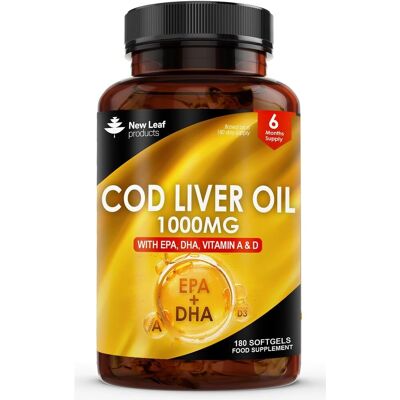 New Leaf Cod Liver Oil 1000mg - Omega 3 EPA DHA - Vitamins A D - Softgels New Leaf Cod Liver Oil 1000mg - Omega 3 EPA DHA - Vitamins A D - Softgels