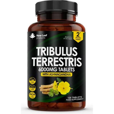 New Leaf Products Tribulus Terrestris 6000mg + Ashwagandha 120 Vegan Tabs - Supplement New Leaf Products Tribulus Terrestris 6000mg + Ashwagandha 120 Vegan Tabs - Supplement