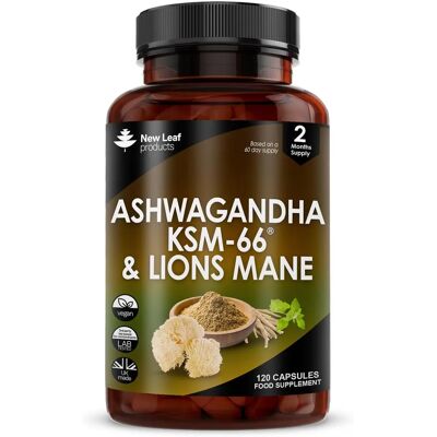 New Leaf Products - Ashwagandha KSM-66 & Lions Mane New Leaf Products - Ashwagandha KSM-66 & Lions Mane