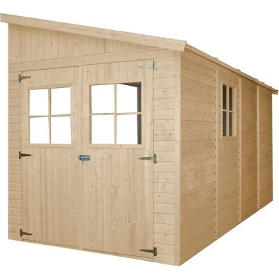 TIMBELA Gartenschuppen Naturholz - 8 m², Fenster, 416x216 cm TIMBELA Gartenschuppen Naturholz - 8 m², Fenster, 416x216 cm