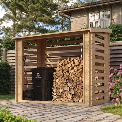 TIMBELA Cobertizo de Madera - 146x232x199 cm - 4.3 m3 - Techo Impermeable TIMBELA Cobertizo de Madera - 146x232x199 cm - 4.3 m3 - Techo Impermeable