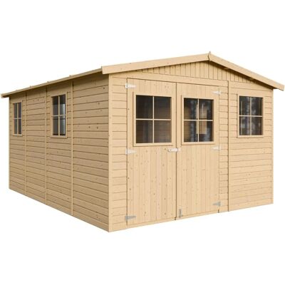 Timbela Garden Shed - Natural Wood, 12m², Double Doors - Garden Storage Timbela Garden Shed - Natural Wood, 12m², Double Doors - Garden Storage