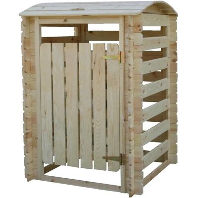 TIMBELA Cobertizo de madera para basura jardín 0.72m2 con puertas con cerradura TIMBELA Cobertizo de madera para basura jardín 0.72m2 con puertas con cerradura