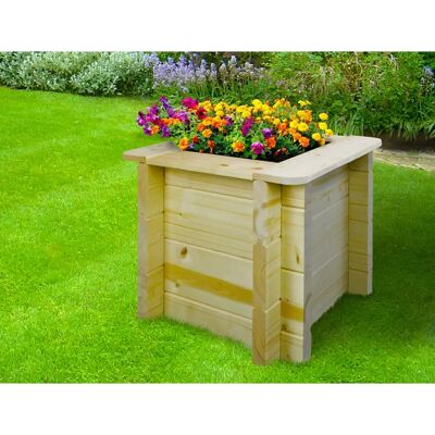 TIMBELA Jardinera elevada de madera - 38x38x35 cm - Macetas exteriores para jardín TIMBELA Jardinera elevada de madera - 38x38x35 cm - Macetas exteriores para jardín
