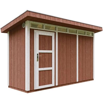 TIMBELA Caseta de jardín Redwood - Paneles de madera 4,3m², suelo y baldosas TIMBELA Caseta de jardín Redwood - Paneles de madera 4,3m², suelo y baldosas